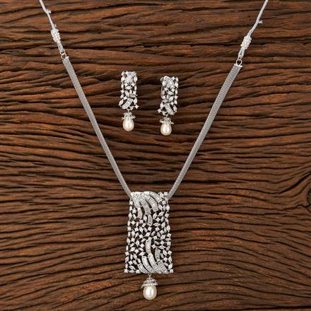 Cz Classic Pendant Set With Rhodium Plating