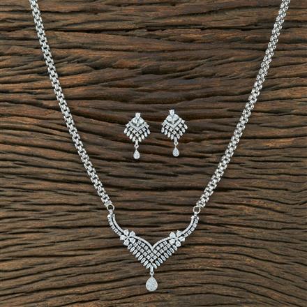 Cz Classic Pendant Set With Rhodium Plating