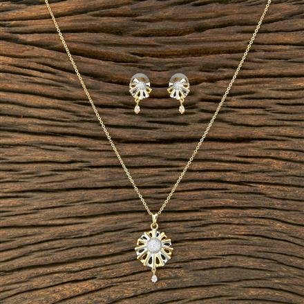 Cz Classic Pendant Set With 2 Tone Plating