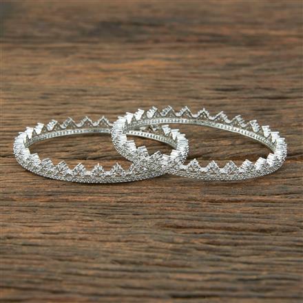 Cz Classic Bangles With Rhodium Plating