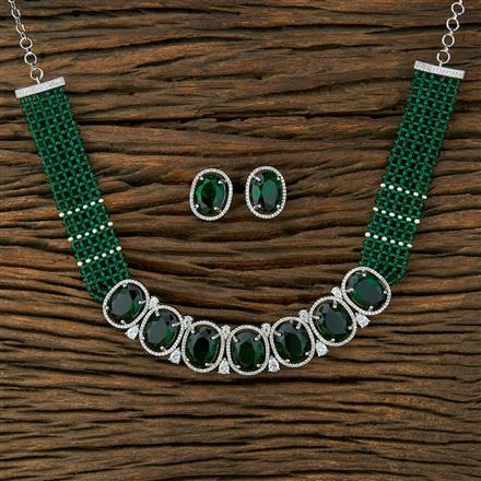 Cz Mala Necklace With Rhodium Plating