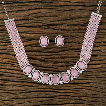 Cz Mala Necklace With Rhodium Plating