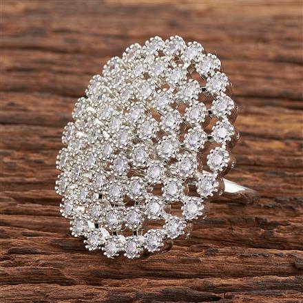 Cz Adjustable Ring With Rhodium Plating