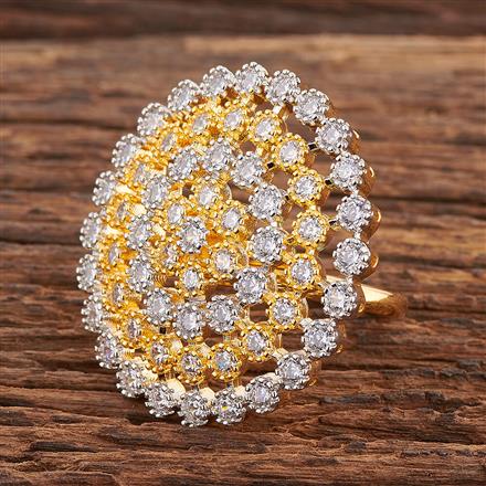 Cz Adjustable Ring With 2 Tone Plating