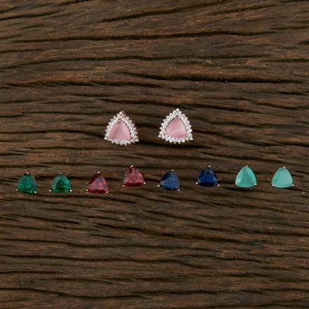 Cz Changeable Stone Earring With Rose Gold Plating