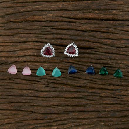 Cz Changeable Stone Earring With Black Plating