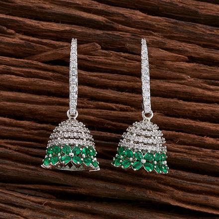 Cz Jhumki With Rhodium Plating