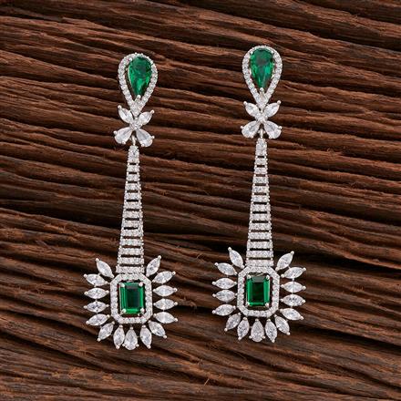 Cz Short Earring With Rhodium Plating