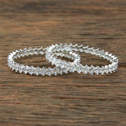 Cz Classic Bangles With Rhodium Plating