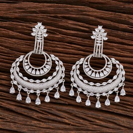 Cz Chand Earring With Rhodium Plating