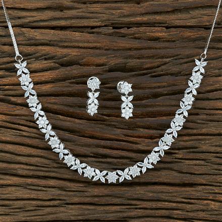 Cz Delicate Necklace With Rhodium Plating