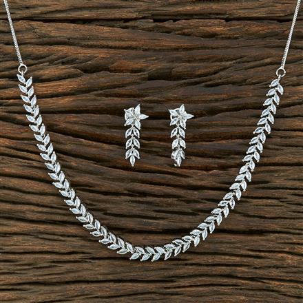 Cz Delicate Necklace With Rhodium Plating