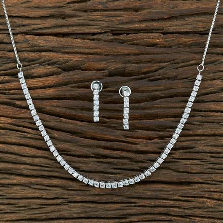 Cz Delicate Necklace With Rhodium Plating