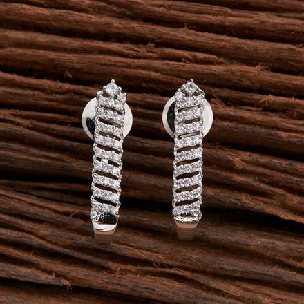 Cz Delicate Earring With Rhodium Plating