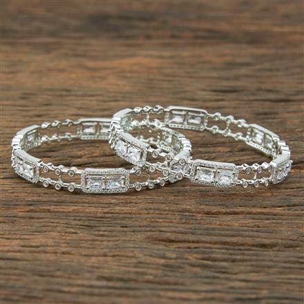 Cz Classic Bangles With Rhodium Plating