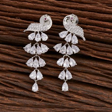 Cz Peacock Earring With Rhodium Plating