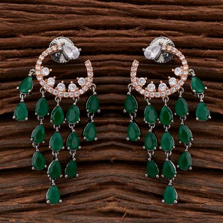 Cz Chand Earring With Black Rose Plating