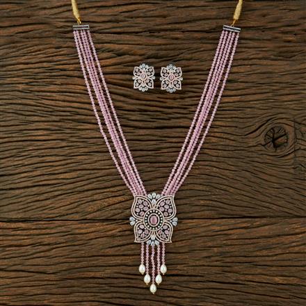 Cz Bandhai Necklace With Black Rose Plating