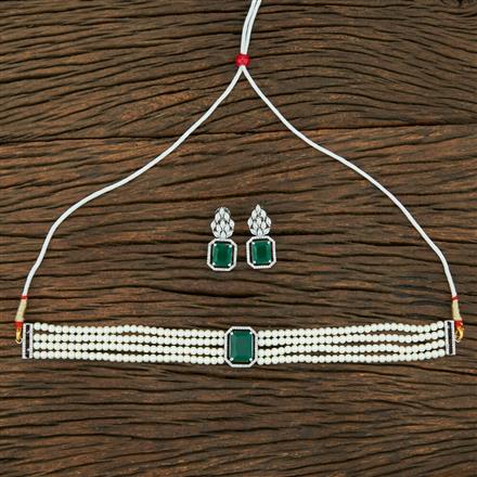 Cz Bandhai Necklace With Rhodium Plating