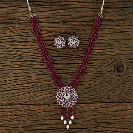 Cz Bandhai Necklace With Black Rose Plating