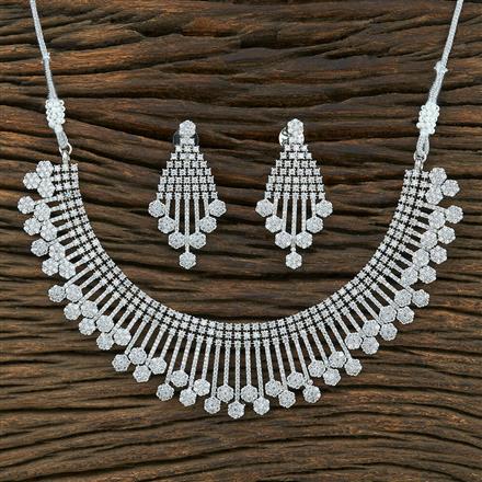 Cz Classic Necklace With Rhodium Plating