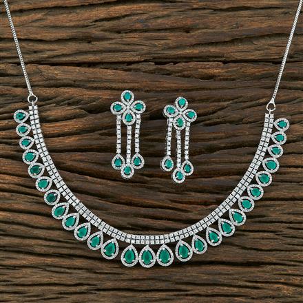 Cz Classic Necklace With Rhodium Plating