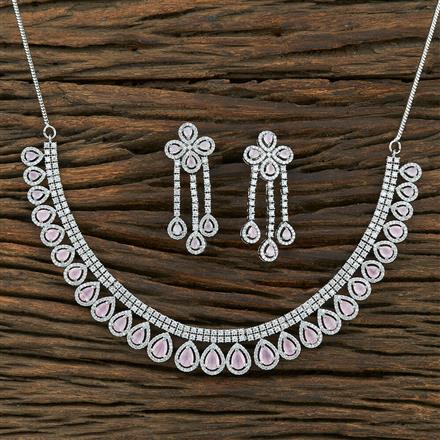 Cz Classic Necklace With Rhodium Plating