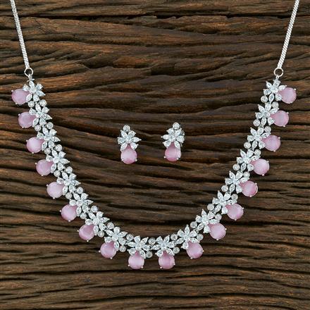 Cz Classic Necklace With Rhodium Plating