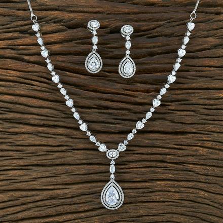 Cz Delicate Necklace With Rhodium Plating