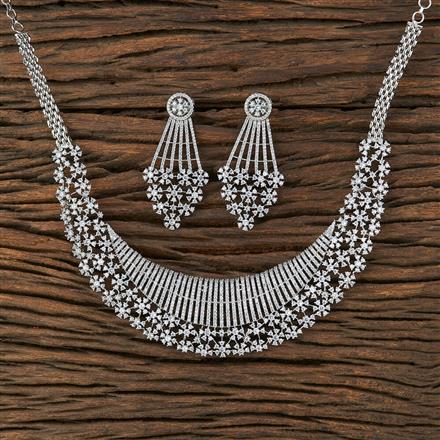 Cz Classic Necklace With Rhodium Plating