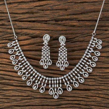 Cz Delicate Necklace With Rhodium Plating