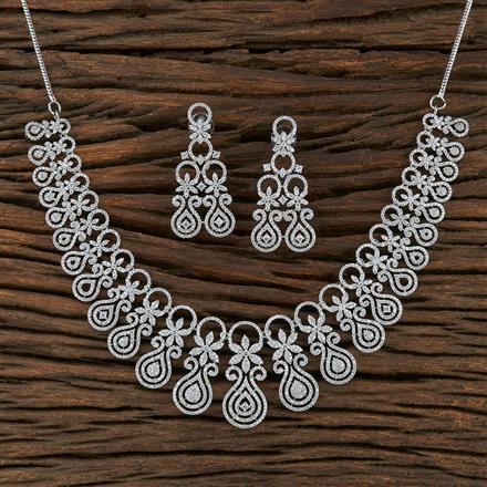 Cz Delicate Necklace With Rhodium Plating