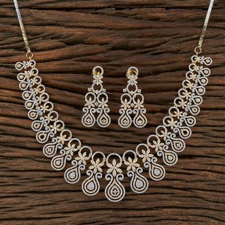 Cz Delicate Necklace With 2 Tone Plating