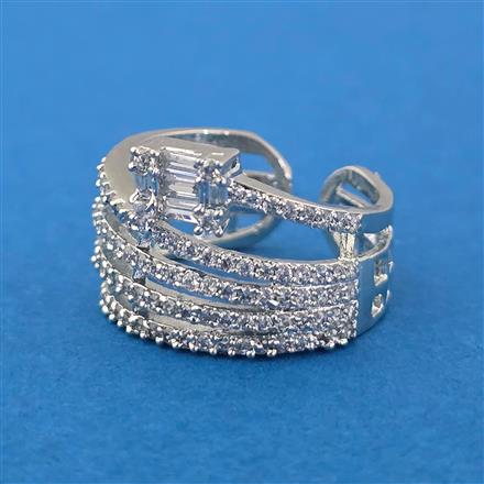 Cz Adjustable Ring With 2 Tone Plating