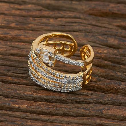 Cz Adjustable Ring With 2 Tone Plating