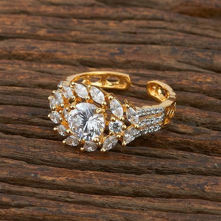 Cz Adjustable Ring With 2 Tone Plating