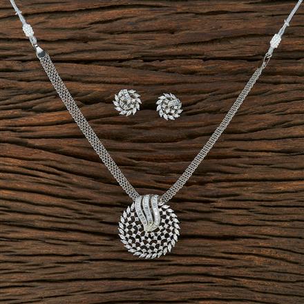 Cz Classic Pendant Set With Rhodium Plating