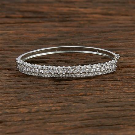 Cz Delicate Kada With Rhodium Plating