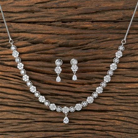 Cz Delicate Necklace With Rhodium Plating