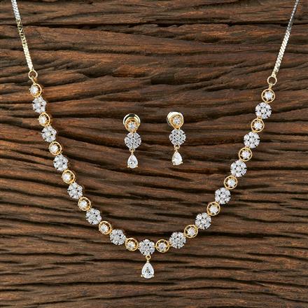Cz Delicate Necklace With 2 Tone Plating