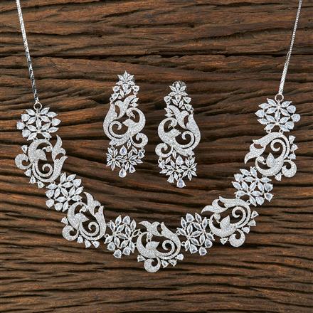 Cz Delicate Necklace With Rhodium Plating