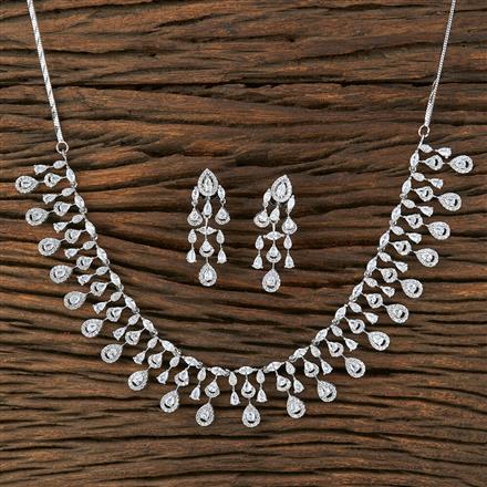 Cz Delicate Necklace With Rhodium Plating