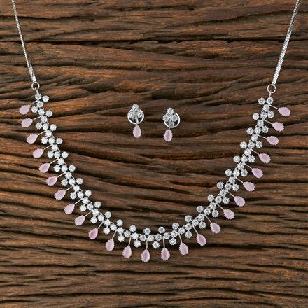 Cz Delicate Necklace With Rhodium Plating
