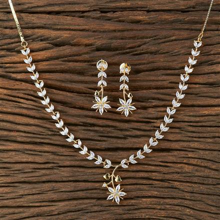 Cz Delicate Necklace With 2 Tone Plating