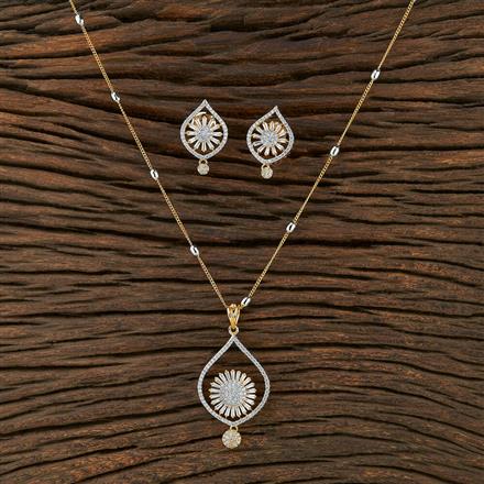 Cz Delicate Pendant Set With 2 Tone Plating