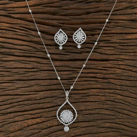 Cz Delicate Pendant Set With Rhodium Plating