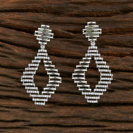 Cz Delicate Earring With Rhodium Plating