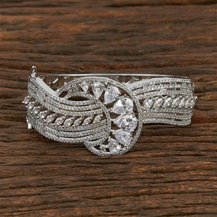 Cz Classic Kada With Rhodium Plating