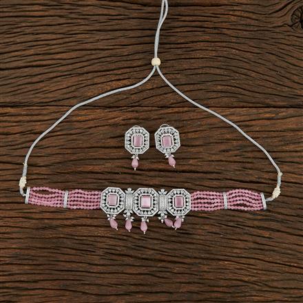 Cz Bandhai Necklace With Rhodium Plating