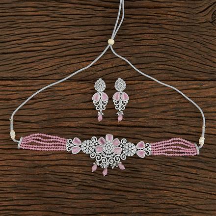 Cz Bandhai Necklace With Rhodium Plating